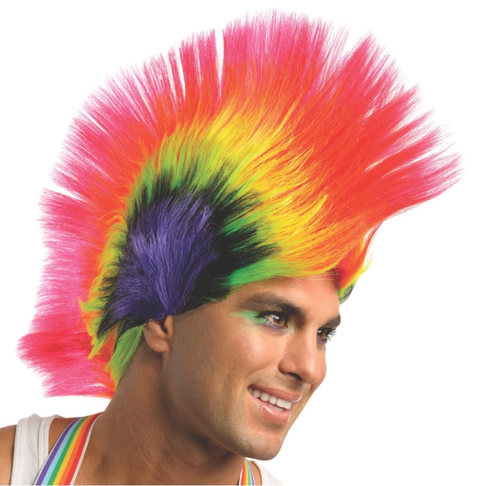 Rainbow Mohawk wig NEW rave punk rocker Halloween costume pride Rubie’s